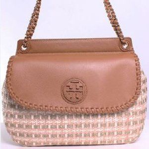 Tory Burch Marion Woven Straw Saddle Bag-Gold NWT